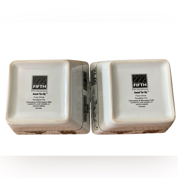 222 FIFTH Around The City Paris China Appetizer Bowls Eiffel Tower White/Black - Picture 6 of 9